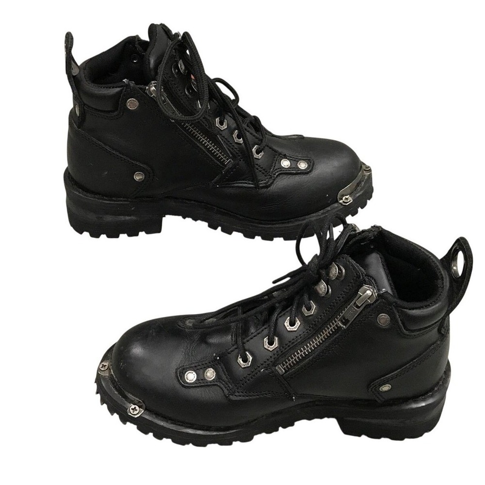 Milwaukee Leather MBL 9335 Boots Womens‎ 6 Black DIRTY Moto Biker Zippers